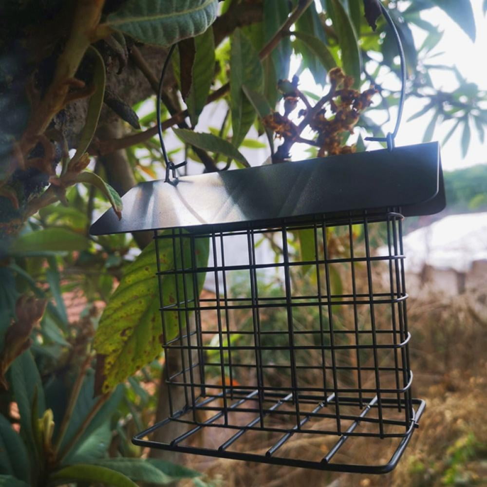 Suet Wild Bird Feeder with Hanging Metal Roof, Feeder, Outdoor Hanging