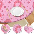 thumbnail image 4 of Pink Breast Cancer Ribbon Floral Pattern Round Fitted Tablecloth with Elastic Edge,Dining Table Cover Waterproof,Outdoor Round Tablecloth for Camping,Dining,Indoor and Outdoor, 4 of 7