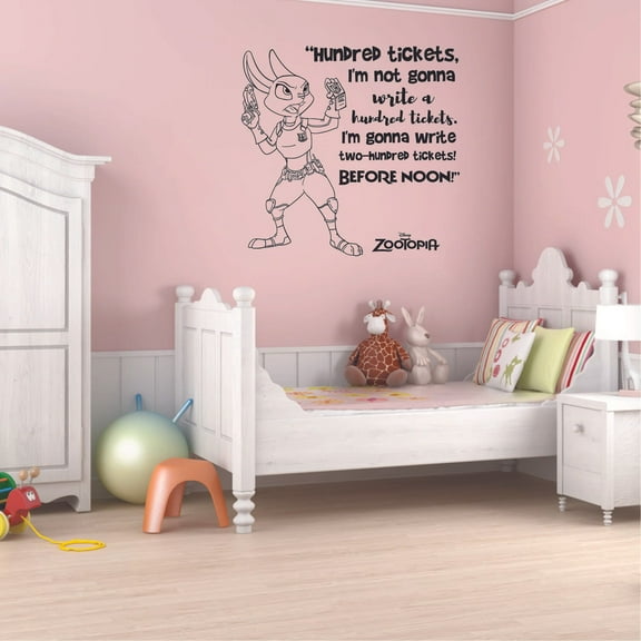 Write Hundred Tickets Quote Zootopia Cartoon Quotes Wall Sticker Art Decal for Girls Boys Room Bedroom Nursery Kindergarten House Fun Home Decors Stickers Wall Art Vinyl Decoration Size (40x35 inch)