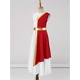 thumbnail image 4 of Zaldita Girls Ballet Worship Dance Dress Kids Sleeveless Color Block Robe Dress Praise Liturgical Dancewear Costume A Red 10, 4 of 7