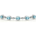 thumbnail image 3 of Gem Stone King 925 Sterling Silver Blue Zircon and Lab Grown Diamond Bracelet for Women | 6.65 Cttw | Gemstone Birthstone | Oval 7X5MM | Fully Adjustable 9 inch, 3 of 6