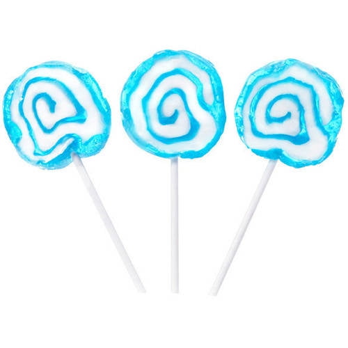 Hypno Pops Petite Blue & White Swirled Lollipops, 100 count by