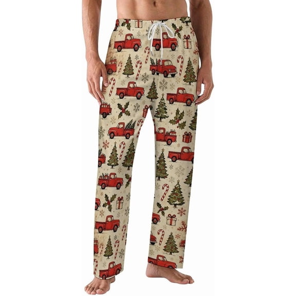 PRIYAL Pajama Pants for Men,Nutcracker Pattern Red Men's Sleepwear Bottoms,Lounge Pants
