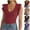 Wine, variant on GERsome Women's Tank Tops Deep V Neck Slim-Fit Ruffled Sleeve T-Shirt Solid Color Stretchy Bodycon Basic Tee Tops S-2XL