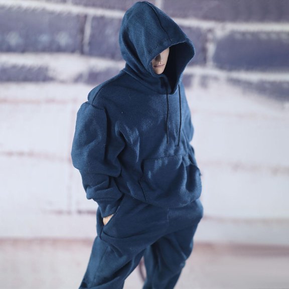 Sudadera con capucha y pantalones Hugo 1/6 ropa de muñeca azul