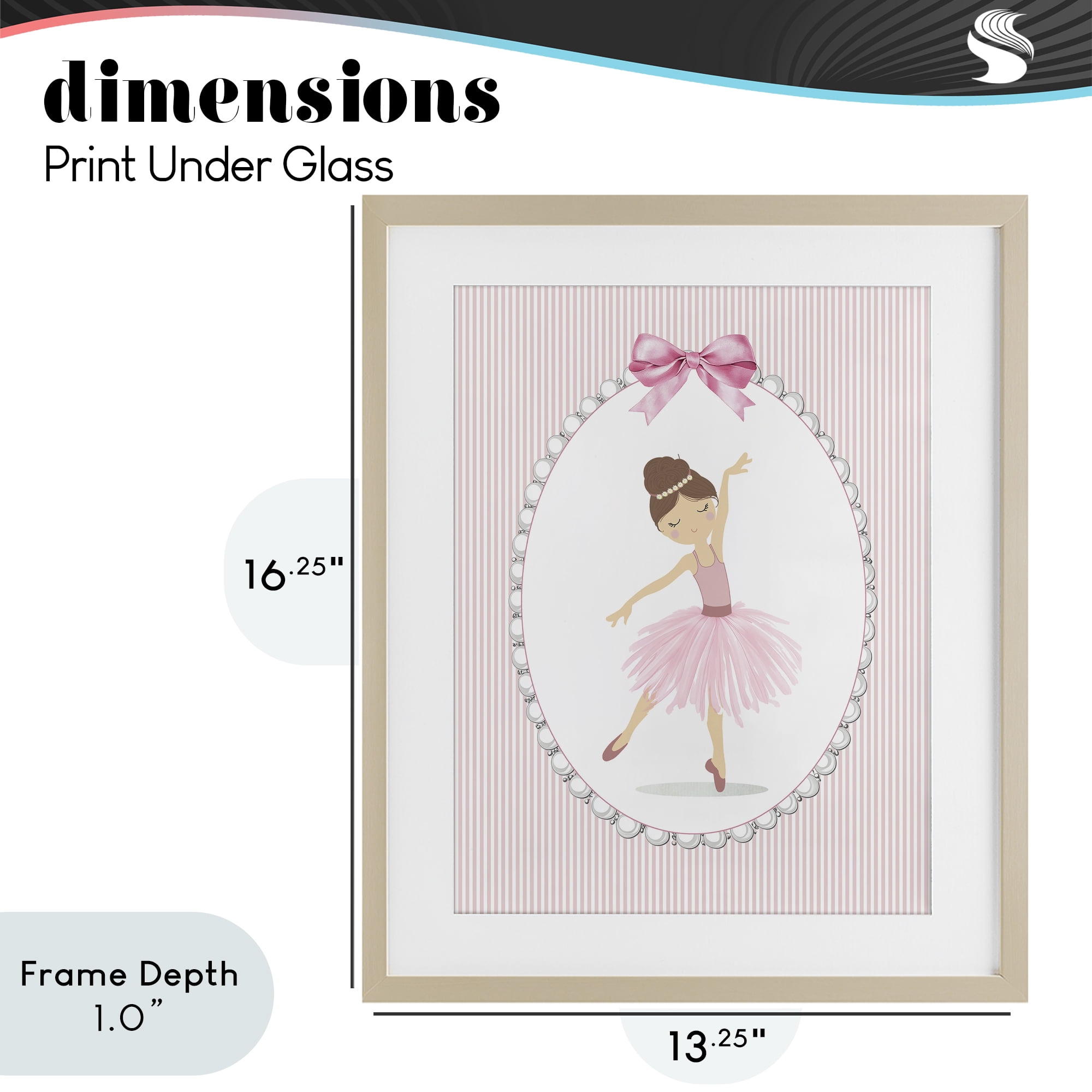 Stupell Industries Delicate Dance on Stripes Birch Framed Print Under Glass, design by Christine Simpson Art