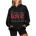 thumbnail image 2 of Pimelu Valentine Sweater for Women Womens Valentines Day Hooded Sweatshirts Oversized Pocket Drawstring Pullover Hoodies Tops Trendy Love Letter Print Sweatshirts, 2 of 7