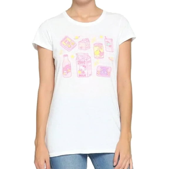 Hello Kitty and Friends Snacks and Games Junior Women's White T-Shirt (XL)