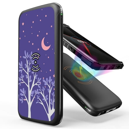 

INFUZE Qi Wireless Portable Charger for Samsung Galaxy A42 5G External Battery (10000 mAh 18W Power Delivery USB-C/USB-A Ports) with Touch Tool - Purple Night