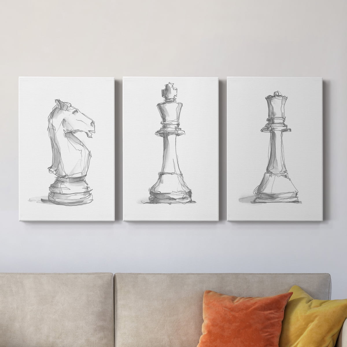 Chess Piece Study I Premium Gallery Wrapped Canvas - Ready to Hang - 32 x 48 Each