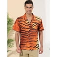 thumbnail image 2 of Camisa con estampado animal Lars Amadeus para hombre manga corta con botones informal leopardo cebra Marrón negro M, 2 of 6