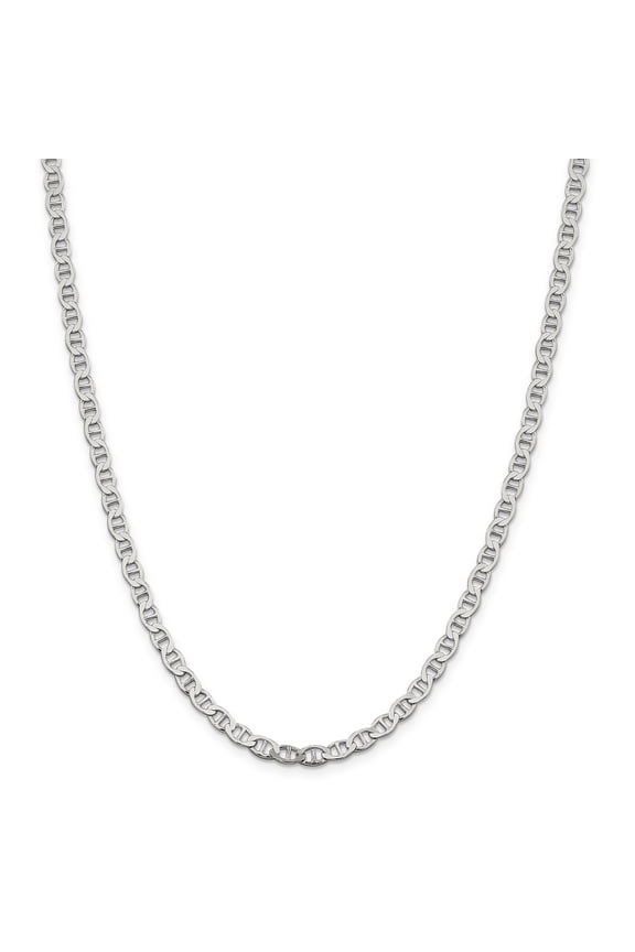 Sterling Silver 4.75mm Semi-Solid Flat Anchor Chain (Weight: 12.8 Grams, Length: 22 Inches)
