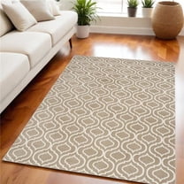 HomeRoots 550143 5 x 7 ft. Trellis Non Skid Rectangle Area Rug, Taupe & Ivory