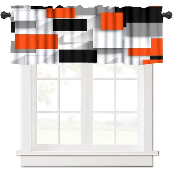 Lime Green Valance Curtain Light Fresh Modern Abstract Geometric Rod Pocket Valance Window Treatments Short Curtains for Kitchen Bathroom Farmhouse Living Room Bedroom Decor 54x18inch