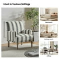 thumbnail image 2 of Upholstered Stripe Armchair Set of 2 Black Reading Accent Chair Wooden Legs Home Living Room, 2 of 6