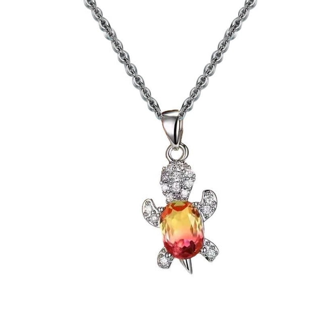 Openpig Collier Tortue Pierre de Naissance Bijoux pour Femmes Bleu Joli Traité