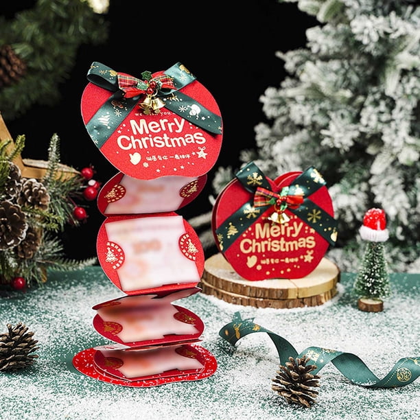 Caja de regalo con sobre rojo navideño | Soporte para dinero navideño para niños y adultos | Accesorio y decoración para juegos de fiesta