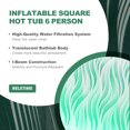 thumbnail image 2 of RELXTIME 4-6 Person Inflatable Square  Hot Tub Spa Center with Massage Nozzle, Color Changing Led Lights, Built-in Heating Pump, Green, 2 of 7