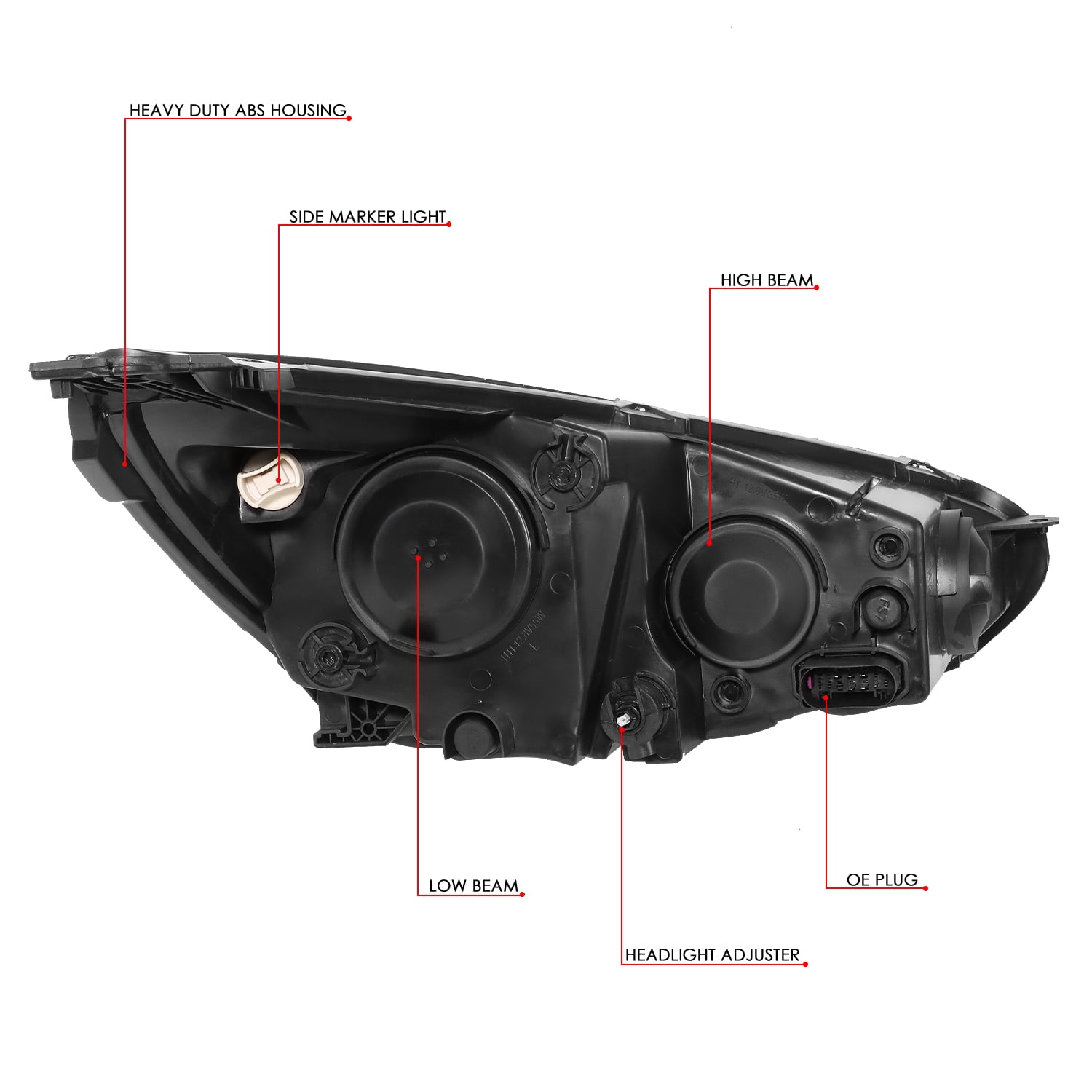 DNA MOTORING  For 15-18 Ford Focus OE Style Black Amber Corner  Headlight Lamps Pair