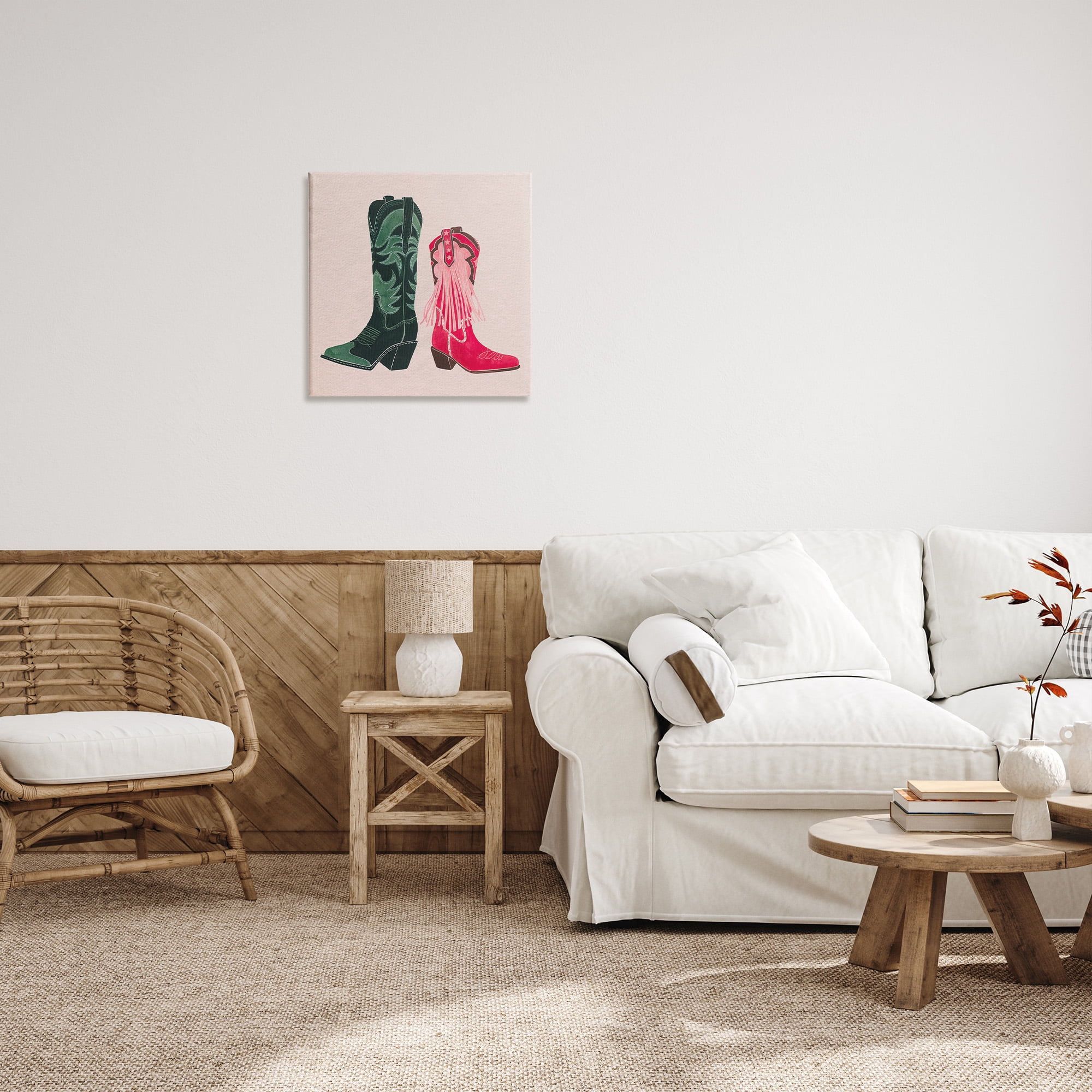 Stupell Industries Cowboy & Cowgirl Boots Beauty & Fashion Painting Gallery Wrapped Canvas Art Print Wall Art, 24 x 24