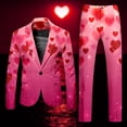 thumbnail image 2 of ASFGIMUJ Men's Valentine's Day Suit Set Heart Print Blazer Jacket and Pants 2-Piece Novelty Party Outfit, 2 of 6
