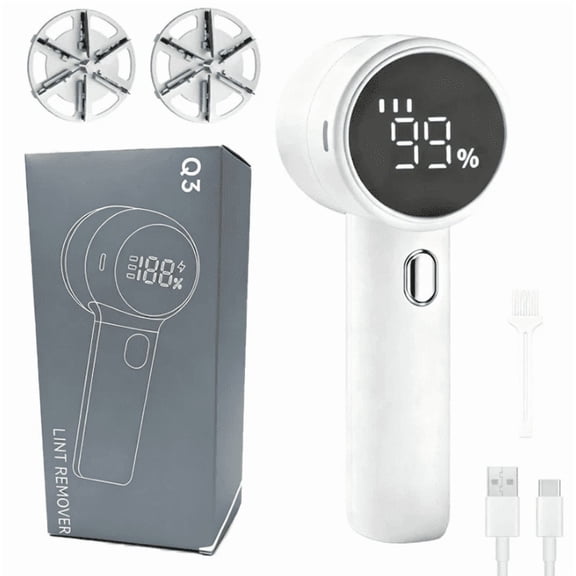 Fabric Shaver, Lint Remover Rechargeable, Electric Portable Sweater Defuzzer with 3 Speeds, 6 Leaf Blades, Digital LED Display to Remove Pilling for Clothes, Furniture, Sweater, Couch, Blanket