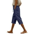 thumbnail image 2 of Cyglowse Petite Capris for Women Petite Length Plus Size Pull on Pedal Pushers Dress Capris Pajama Capris Petite Cropped Pants Yoga Summer Wide Leg Casual Capri Sweats with Pockets Dark Blue 2XL, 2 of 4