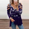 thumbnail image 2 of Pompotops Femmes Minces Manches Longues Sexy V-Cou Découpe Non Positionné Imprimé Zip Tops en Vente, 2 of 5