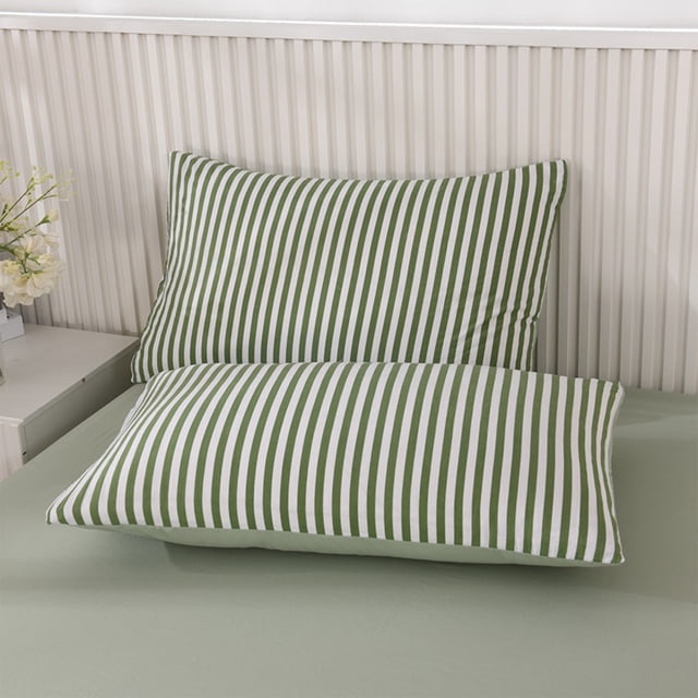 Xihbxyly Juego de Fundas de Almohada Lavadas, Tela Suave y Transpirable, Diseño de Fácil Cuidado, Elegantes Colores Caqui, Verde y Azul, Decoración de Dormitorio, Acogedor y Cómodo, Tamaño 74,5 X 48,