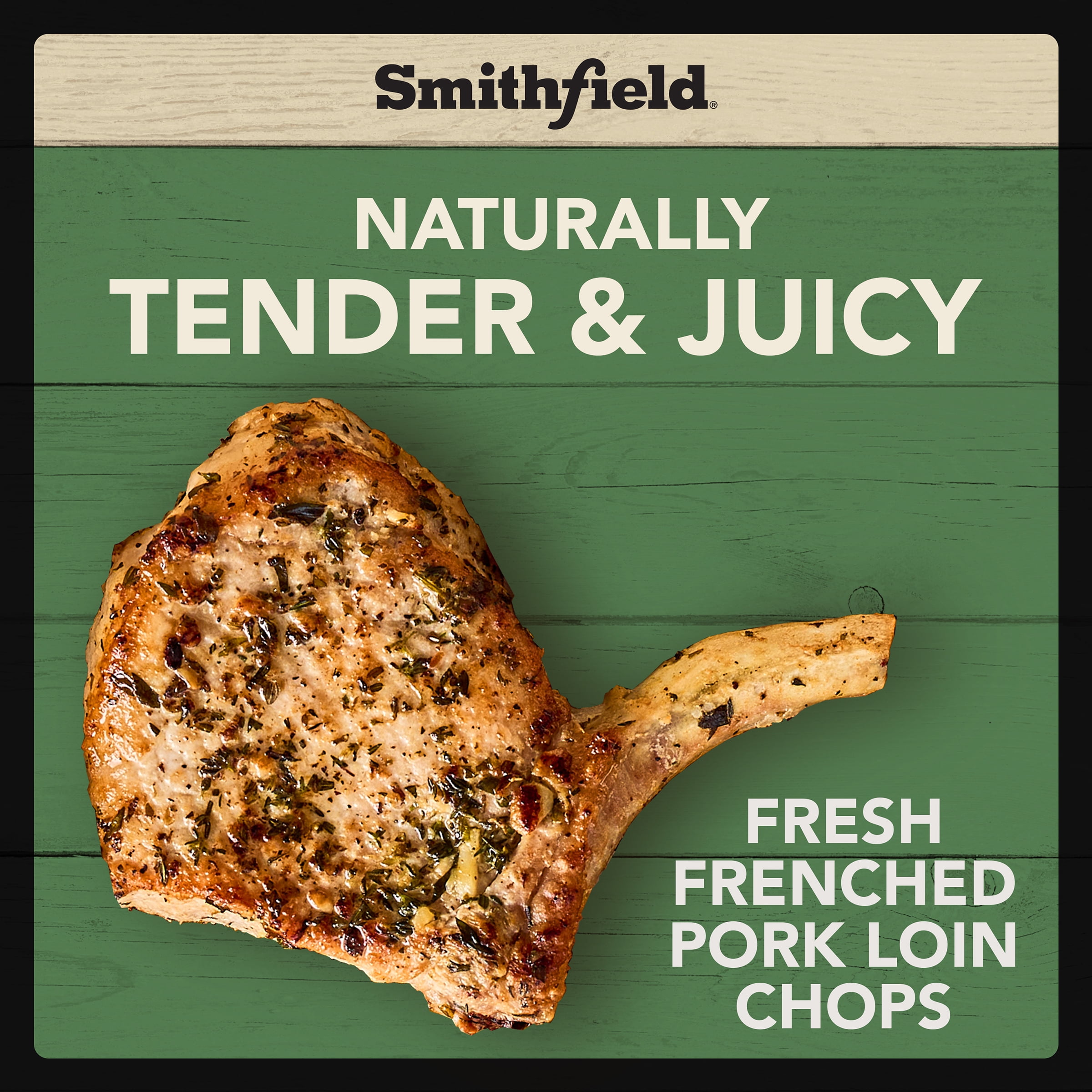 Smithfield All Natural Fresh Pork Chops, Boneless, 0.6 - 1.5 lb, 23 Grams of Protein per 4 oz Serving