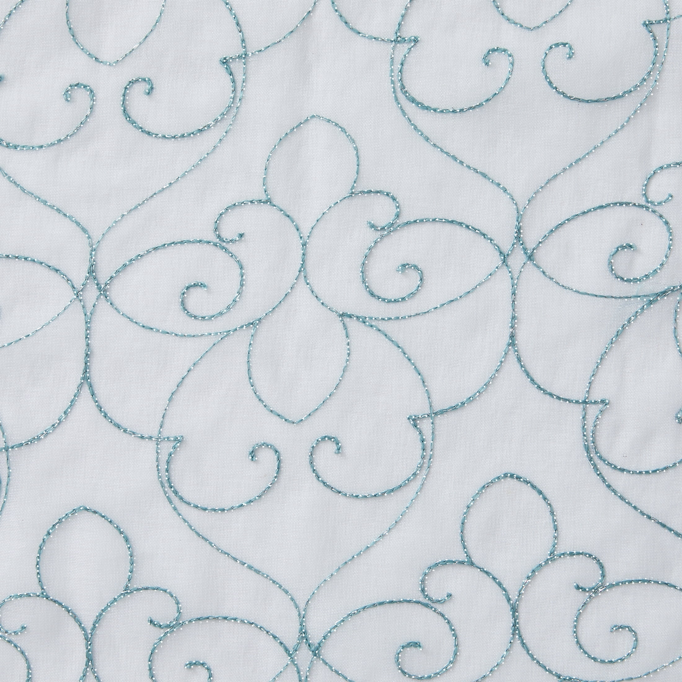 (2 pack) Mainstays Modern Scroll Rod Pocket Sheer Curtains, Set of 4, Aqua, 28" W x 54" L