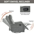 thumbnail image 6 of Rocker and Swivel Recliner Chair with Massage&Heat, Lazy Boy Manual Rocking Recline Chair for Living Room, Grey, 6 of 8