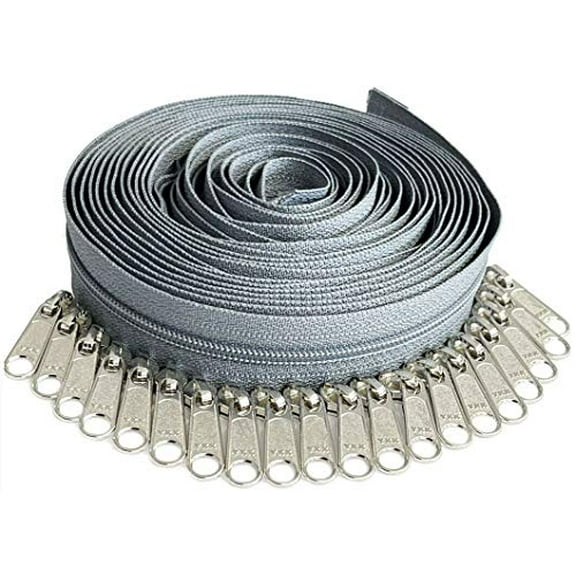 Continuous Chain Zipper YKK #3 Nylon Coil (Colorful) 5 Yards - 20 Nickel Long Pulls