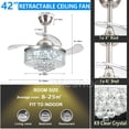 thumbnail image 5 of iMeshbean 42" LED Chandelier Invisible Ceiling Fan Light Ceiling Lamp Retractable w/Remote Control, 3 Light Color Changing, 5 of 9