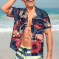 thumbnail image 4 of Cauagu Skull With Roses And Sunglasses Print Hawaiian Shirt for Men,Casual Short Sleeve Button Down Shirts Summer Beach Men's Regular-Fit Short-Sleeve Print Shirt -XX-Large, 4 of 6
