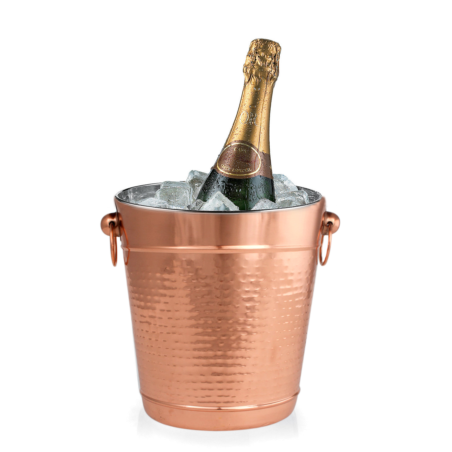 Copper Stainless Steel Champagne Bucket - Hammered Wine Bottle Cooler - Large Ice Bucket - image 1 of 1