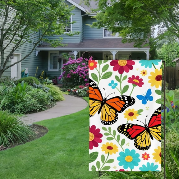 Spring Summer Garden Flag Double Sided Garden Florals Welcome Yard House Outside Outdoor Decoration,12*18 inch