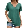 thumbnail image 2 of Otvok Womens Solid Color Tops V-Neck Short Sleeved T-Shirt for Summer, 2 of 6