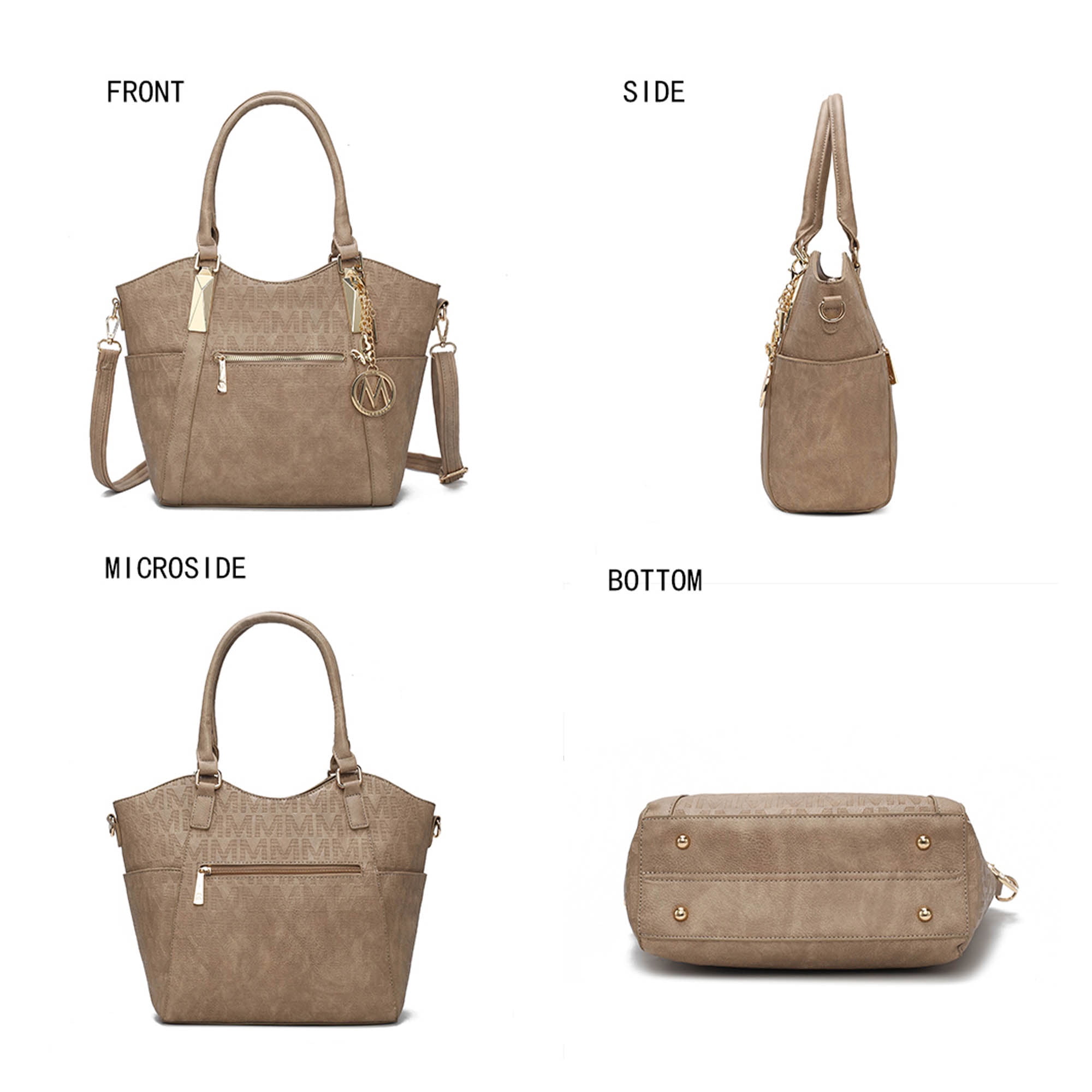 MKF Collection Hazel Vegan Leather Women's Tote Bag, Functional Shoulder Purse Handbag by Mia K - Camel