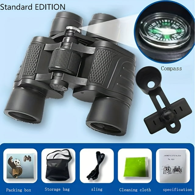CHUANK Adult HD 10X50 Binoculars - Compact Long-Distance Observation Suitable for Bird Watching Sports Traveling Hunting and Concerts - Includes Carrying Case and Shoulder Strap Per