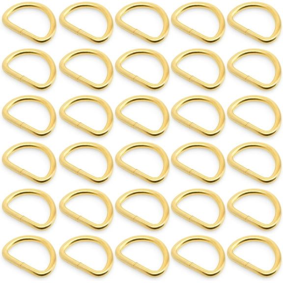 1/2, 5/8 Inch D-Ring Findings Metal Non Welded D Rings for Bags Lanyard Pack of 50 (1/2 Inch, Gold)