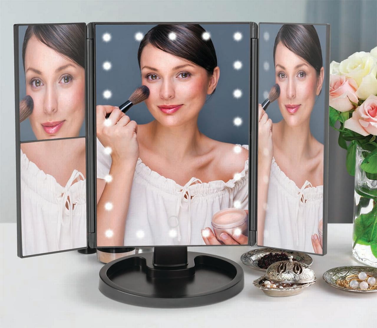 Vanity LED Makeup Mirror Kit TriFold Hollywood Desktop Mirror with