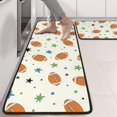 thumbnail image 2 of Football Star Orange Pattern Anti Fatigue Kitchen Rugs Set Of 2, Non Slip Washable Decorative Floor Mats for Sink Laundry and Home Use, 17"x47", 2 of 5