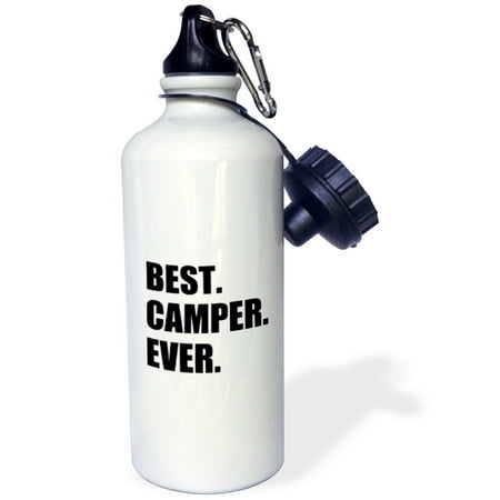 3dRose Best Camper Ever - bold text for camping fan or camp hater ironic use, Sports Water Bottle,