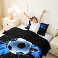 thumbnail image 3 of Castle Fairy Soccer Print Twin Duvet Cover, Abstract Grid Twin Bedding, Black Blue,Black Reversible,2pcs,1 Duvet Cover and 1 Pillowcase, 3 of 6