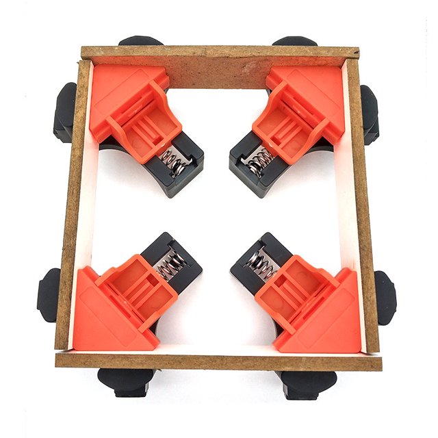 abrazadera de ángulo, clip de marco de fijador de carpintería de ángulo recto, para carpintería, marco de fotos de bricolaje, herramientas manuales 8 * 8.5 cm naranja 4 piezas