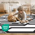 thumbnail image 4 of ODIKA 2'x3' Washable Throw Rug Black White Corridor Alfombras Para Habitacion Interlocking Stripes with Abstract for Hallway, Study Room, Non-Slip Low Profile, Flatwoven, 4 of 7