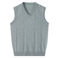 thumbnail image 1 of pstuiky Camiseta sin mangas para hombre, Suéter elástico de cuello redondo tejido en color liso para hombre Tops elegantes para mujer xxl, 1 of 4