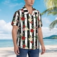thumbnail image 3 of Sikiie Rose Flowers Print Men's Hawaiian Shirt, Summer Beach Button Pocket Short Sleeve T-Shirt,3X-Large, 3 of 7