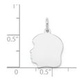 thumbnail image 3 of 14k White Gold Plain Medium Facing Left Engravable Charm, 3 of 3